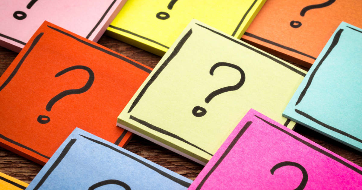 Anika post Colorful note cards with question marks on them
